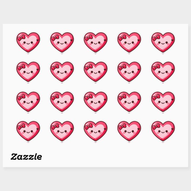 Cute Kawaii Heart Pegatinas de San Valentín (Hoja)