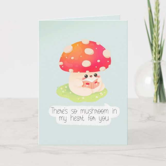 Cute kawaii hongo pun tarjeta de saludo (Anverso)