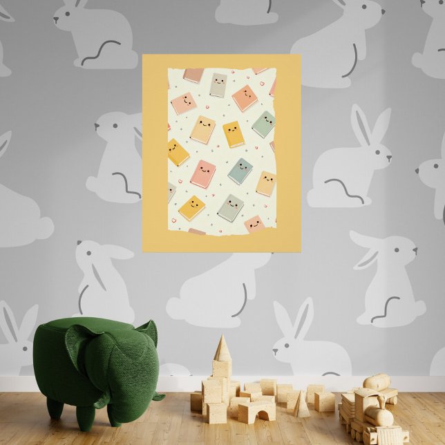 Cute Kawaii Libros Poster brillante (Subido por el creador)