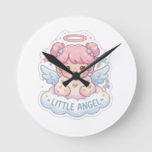 Cute Kawaii Little Angel Chibi Girl Reloj de Pared