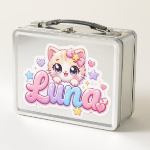 Cute Kawaii Luna Nombre de gato rosa pastel brilla