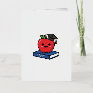 Cute Kawaii Manzana Roja con Gorro de Graduación I