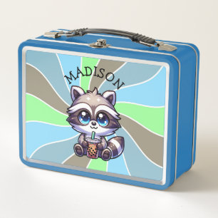 Cute Kawaii Mapache con Té de Burbujas Personaliza
