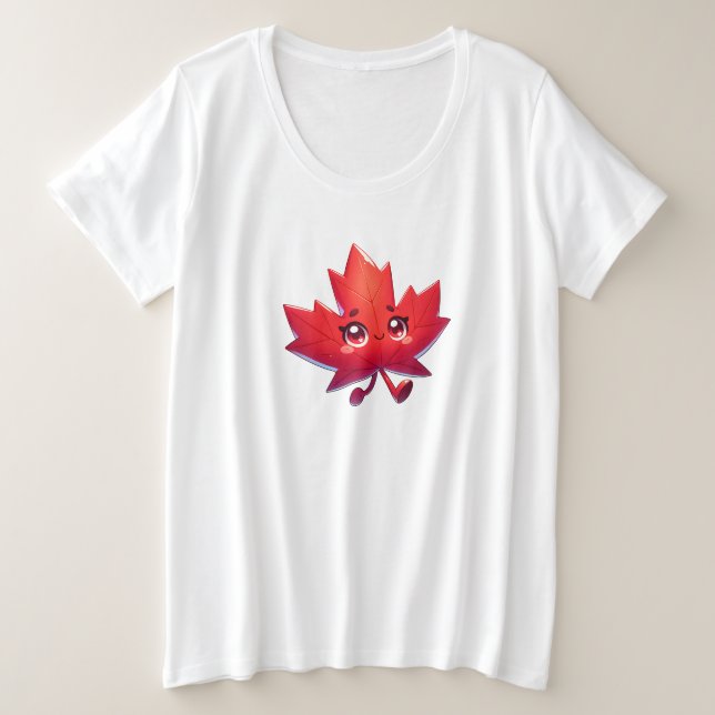 Cute Kawaii Maple Leaf | Elbows Up Canada (Anverso del diseño)