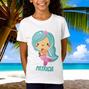 Cute Kawaii mermaid añadir camiseta de nombre