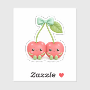 Cute Kawaii Par de Pegatinas de Vinilo de Cereza