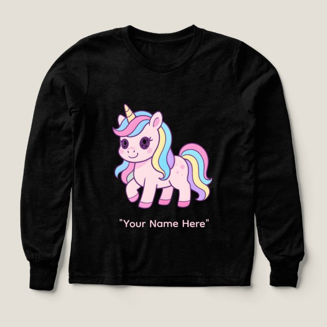 Cute Kawaii Pastel Unicorn Rainbow Girls Birthday  (Diseño frontal)