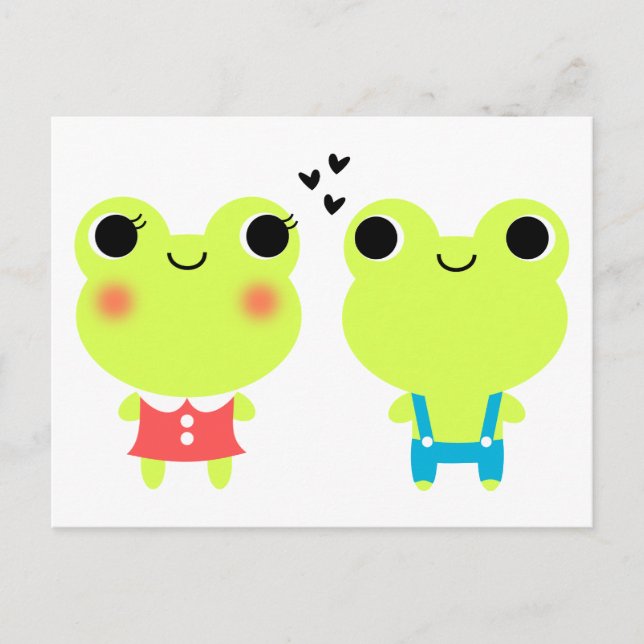 Cute Kawaii Personalizado Frog Valentines postales (Anverso)