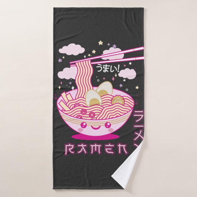 Cute Kawaii Ramen Noodles Anime Chicas de Ramen, a (Toalla de baño)