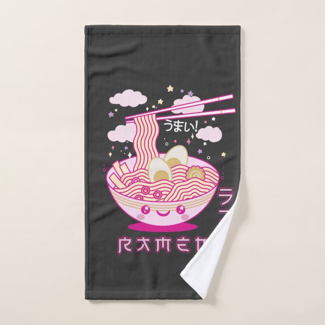 Cute Kawaii Ramen Noodles Anime Chicas de Ramen, a (Toalla de mano)