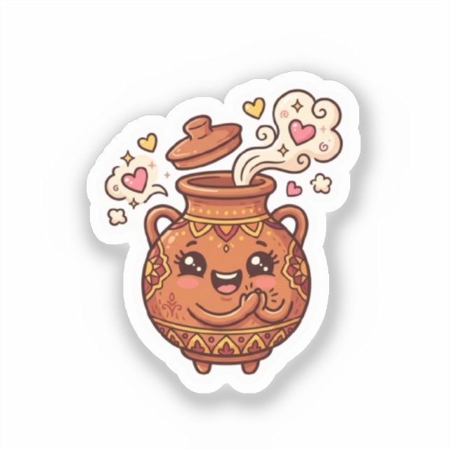 Cute Kawaii Tanjia Marroquí Pegatina de Comida en  (Anverso)