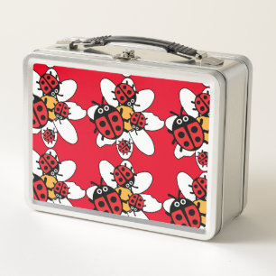 Cute Kids ladybird Family Lunch Box Metalizado