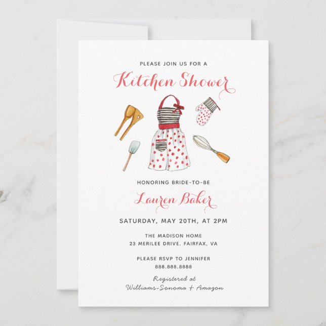 Cute Kitchen Bridal Ducha Invitación (Anverso)