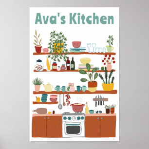 Cute Kitchen Shels NOMBRE PERSONALIZADO Arte Ilust
