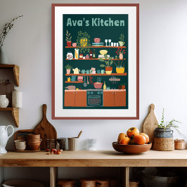 Cute Kitchen Shels NOMBRE PERSONALIZADO Arte Ilust