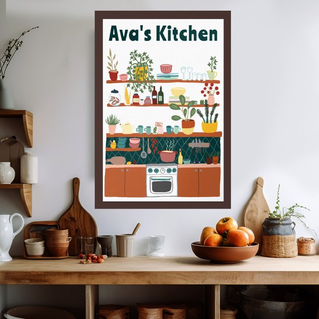 Cute Kitchen Shels NOMBRE PERSONALIZADO Arte Ilust (Cute Kitchen Shelves CUSTOM NAME Illustration Art Poster
Wall Art Kitchen Decor )