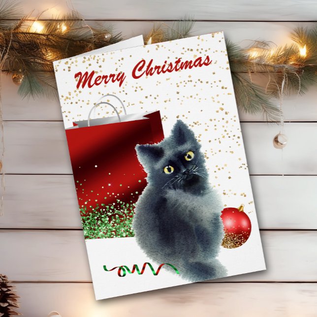 Cute Kitten atrapado en la tarjeta de Navidades de (Subido por el creador)