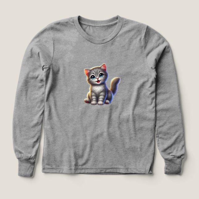 Cute Kitten Kids Long Sleev Shirt (Diseño frontal)