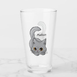 Cute Kitten nombre personalizado pinta de cristal