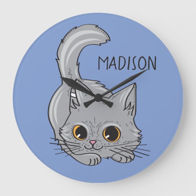 Cute Kitten, nombre personalizado y reloj de pared (Anverso)