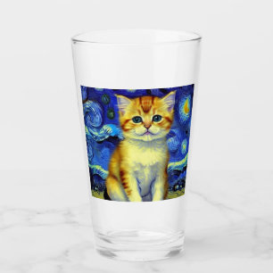 Cute Kitten Starry Night Van Gogh