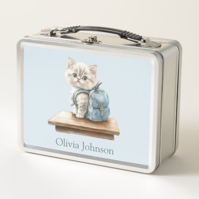 Cute Kitten with Backpack Personalized (Anverso)