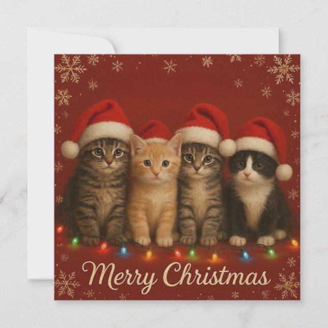 Cute kittens Navidad Card. (Anverso)