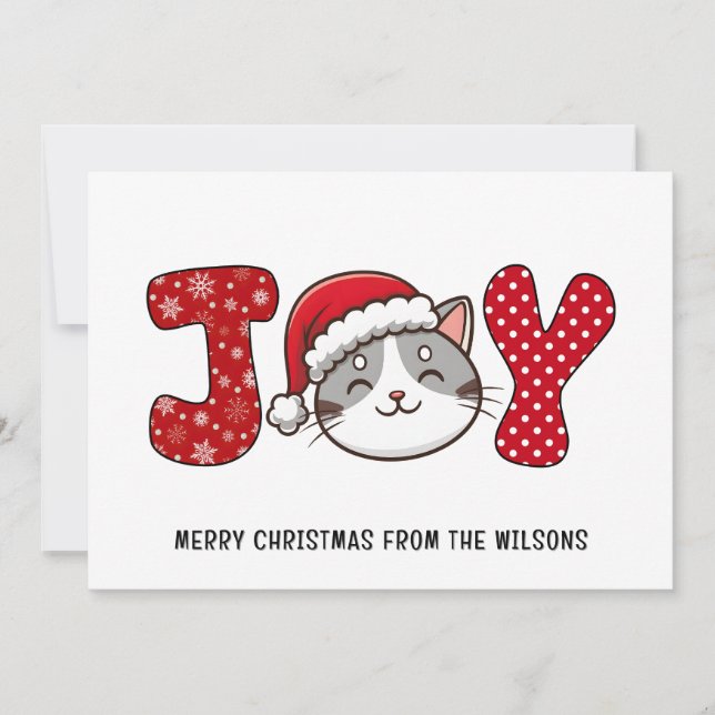 Cute Kittie Cat "JOY" Personalizado Merry Christma (Anverso)