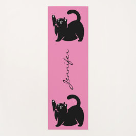 Cute Kitty Black Cat Yoga Mat