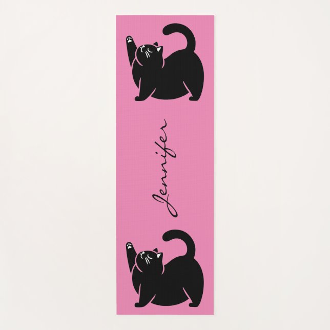 Cute Kitty Black Cat Yoga Mat (Anverso)