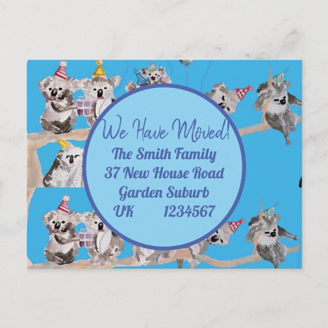 Cute Koala Art Nueva tarjeta postal de dirección q (Anverso)