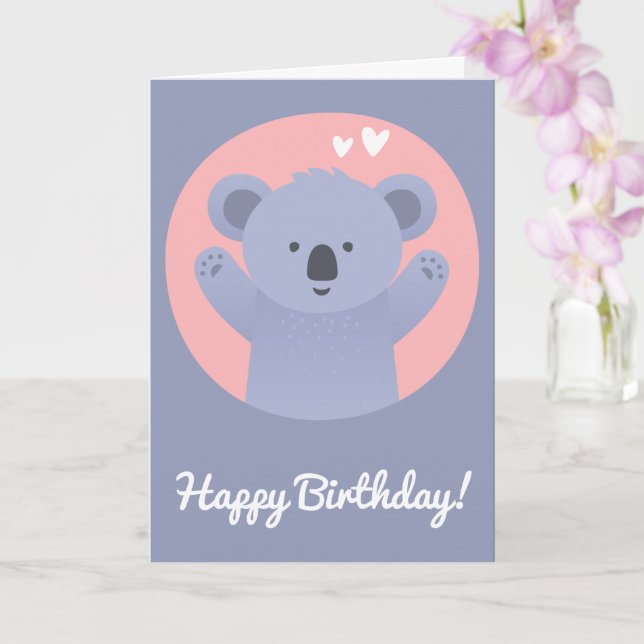 Cute Koala Bear - Tarjeta de cumpleaños personaliz (Orquídea)