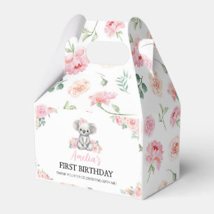 Cute Koala Chica floral rosado Cajas Favoritas de 