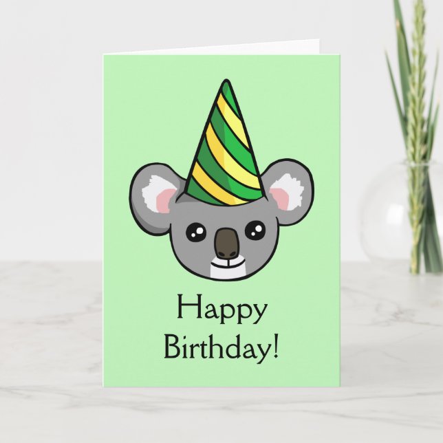 Cute Koala Fiesta Gorra dibujando tarjeta de cumpl (Anverso)