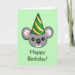 Cute Koala Fiesta Gorra dibujando tarjeta de cumpl