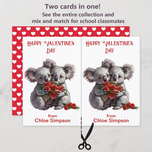 Cute Koala lleva tarjeta de San Valentín para niño