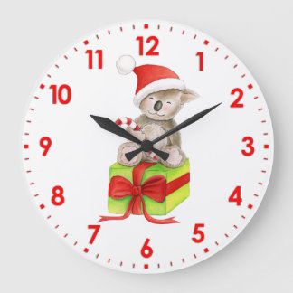 Cute koala Navidades de arte reloj de pared