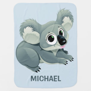 Cute Koala nombre personalizado bebé manta