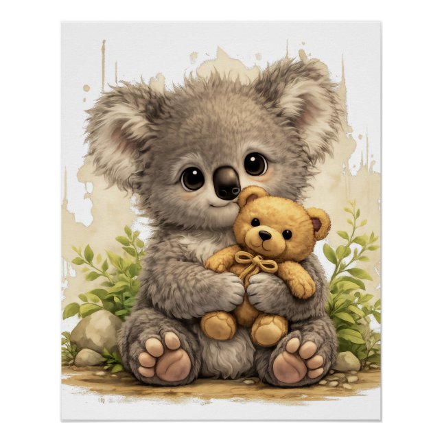 Cute Koala Teddy Poster Kawaii Animal (Anverso)