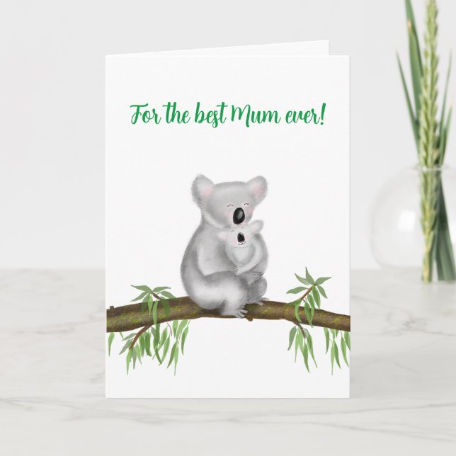Cute koala y tarjeta para el Día de la Madre (Anverso)