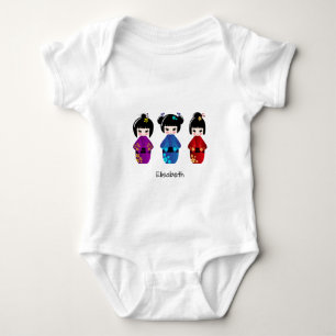 Cute kokeshi muñecas personalizado nombre camisa 