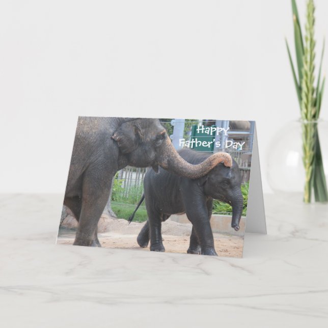Cute la tarjeta del día del padre, papá elefante y (Anverso)