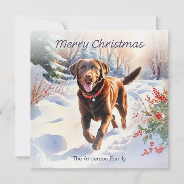 Cute Lab Chocolate Labrador Perro Feliz Navidad (Anverso)