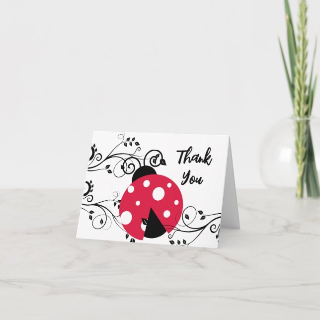 Cute Lady Bug Gracias Notas Ladybug (Anverso)
