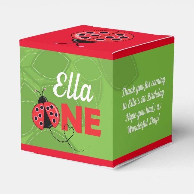 Cute Ladybug Design Primera caja de favores de cum (Reverso Costado)