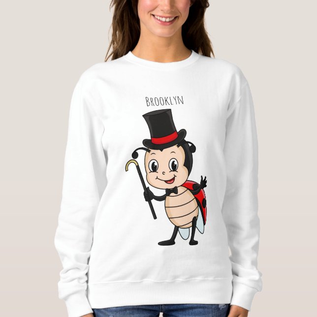 Cute ladybug with top hat and tie cartoon (Anverso)