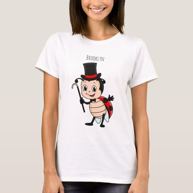 Cute ladybug with top hat and tie cartoon (Anverso)