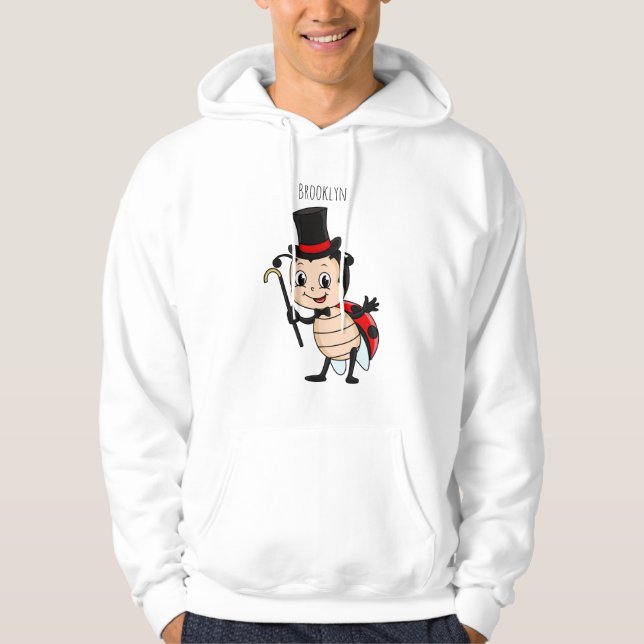 Cute ladybug with top hat and tie cartoon  (Anverso)