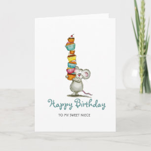 Cute las tarjetas de cumpleaños del ratón con cupc