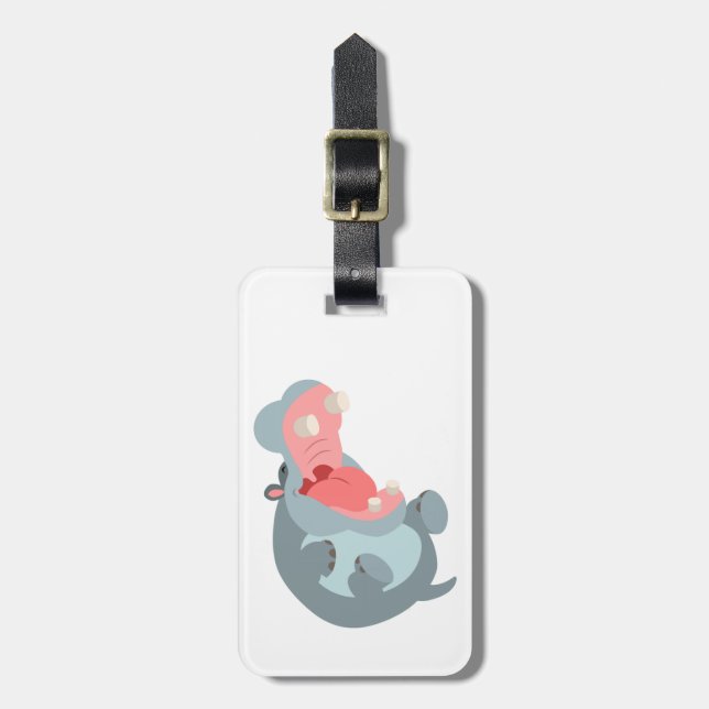 Cute Laughing Personalizado Hippo Etiqueta de equi (Frente Vertical)
